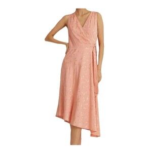Lauren Ralph Lauren Rose Tan Floral Sleeveless Jacquard Dress Size 14